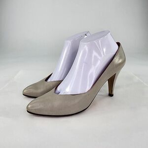 YVES SAINT LAURENT Pointed Toe Pump US 8.5 M VTG Gray Leather Heels Shoes